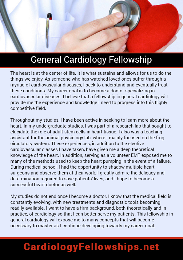 Personal statement for cardiology fellowship sample
